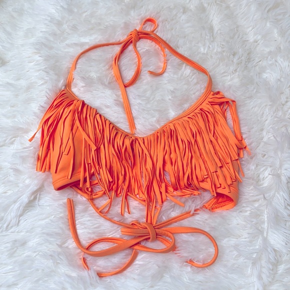 Body Glove Orange Fringe Bikini Top Size Small - Picture 1 of 8